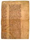 MANUSCRIPT LEAVES   BIBLE IN LATIN. Portion of vellum leaf from Vulgate manuscript with text from Leviticus 24-27. Italy(?), circa 1150